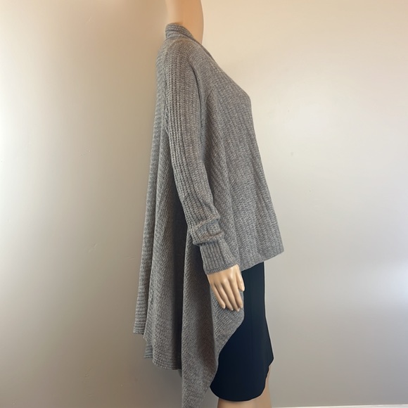 Zadig & Voltaire Taupe Gray Ana New Pointelle High Low Open Cardigan - Picture 3 of 7